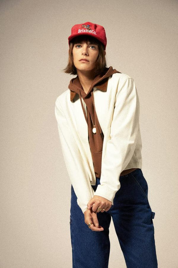 brixton Mechanics Women's Garage Zip Jacket Egret White