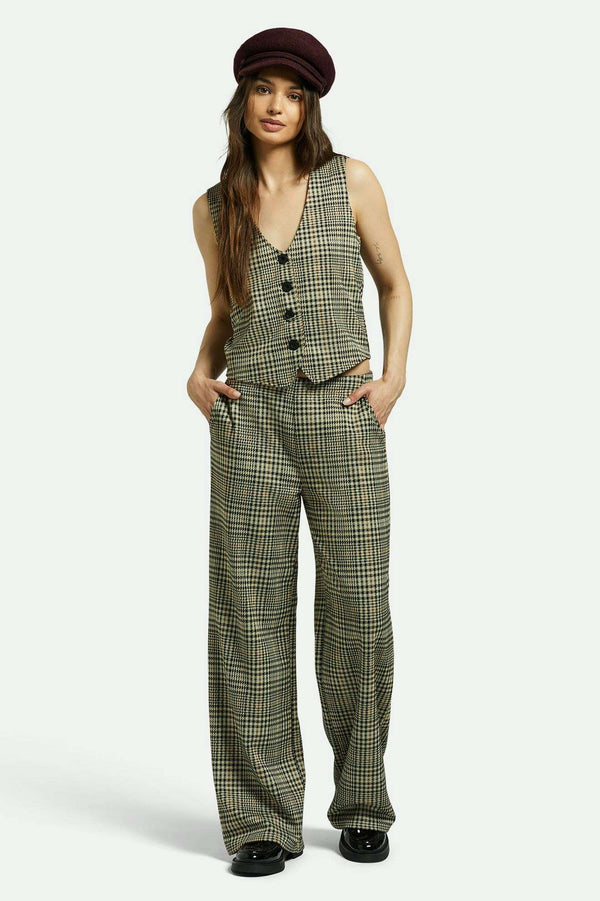 brixton Menswear Plaid Leisure Trouser Pant Winter White/Black Plaid