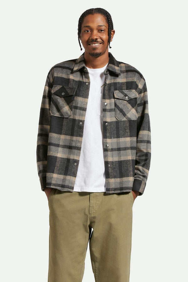Brixton Selden Soft Brushed Flannel Overshirt Black/Charcoal