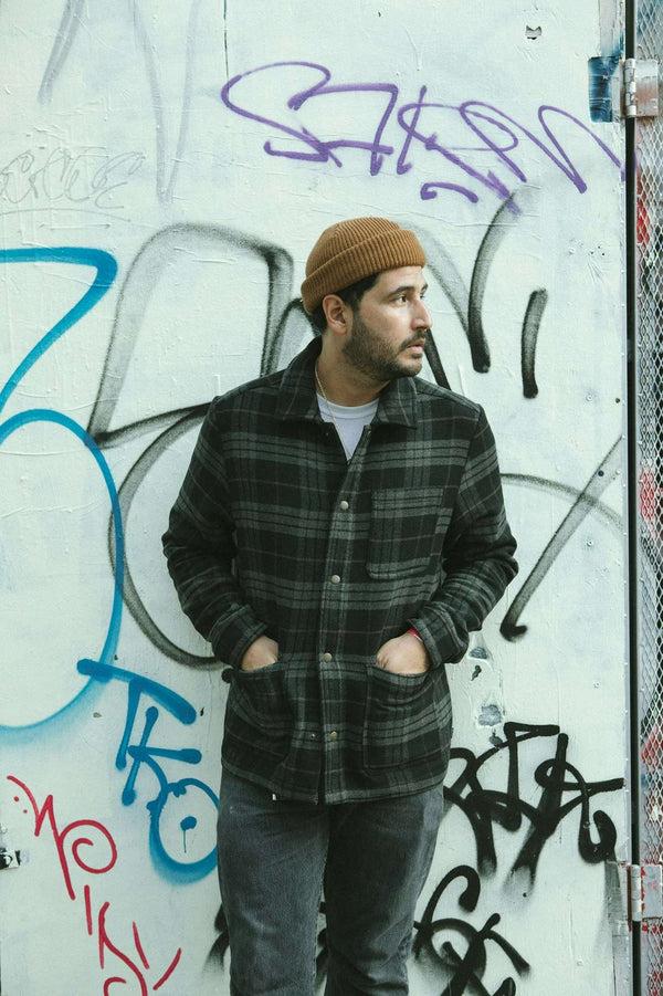 Brixton Shop Menswear Chore Coat Black/Charcoal Plaid