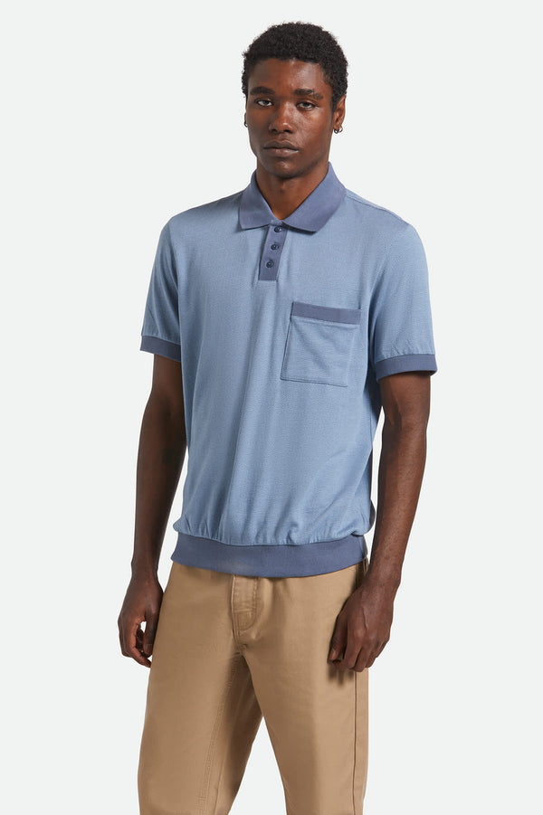 Brixton Weekend Herringbone Polo Borrow Blue/Berring Sea