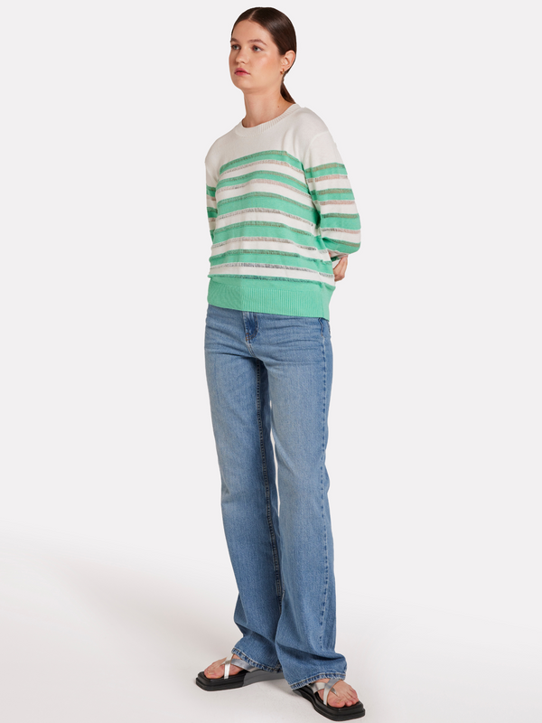 Brodie Beach Stripe Crew MENTHOL STRIPES