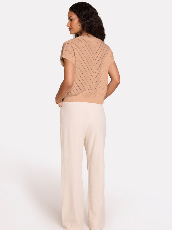 brodie Chevron Mix Stitch Tee LIGHT BROWN