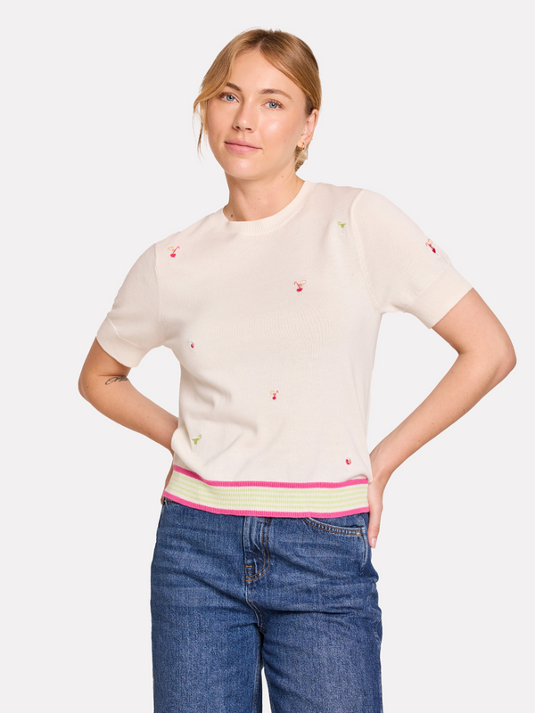 Brodie Cocktail Embroidery Tee NAVY