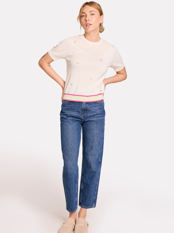 Brodie Cocktail Embroidery Tee NAVY