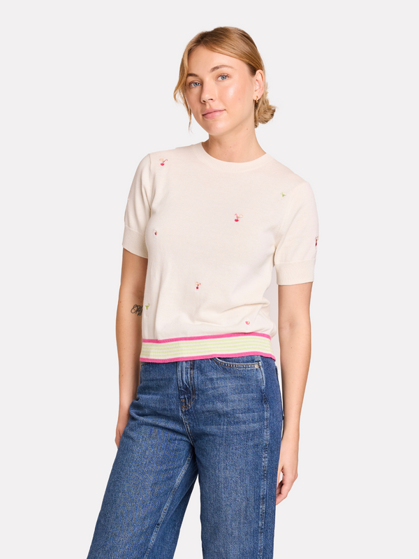 Brodie Cocktail Embroidery Tee NAVY