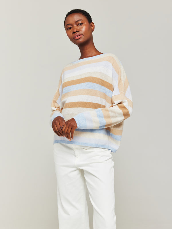 Brodie Doris Stripe Cashmere Jumper SAILOR BLUE