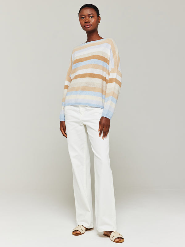 Brodie Doris Stripe Cashmere Jumper SAILOR BLUE