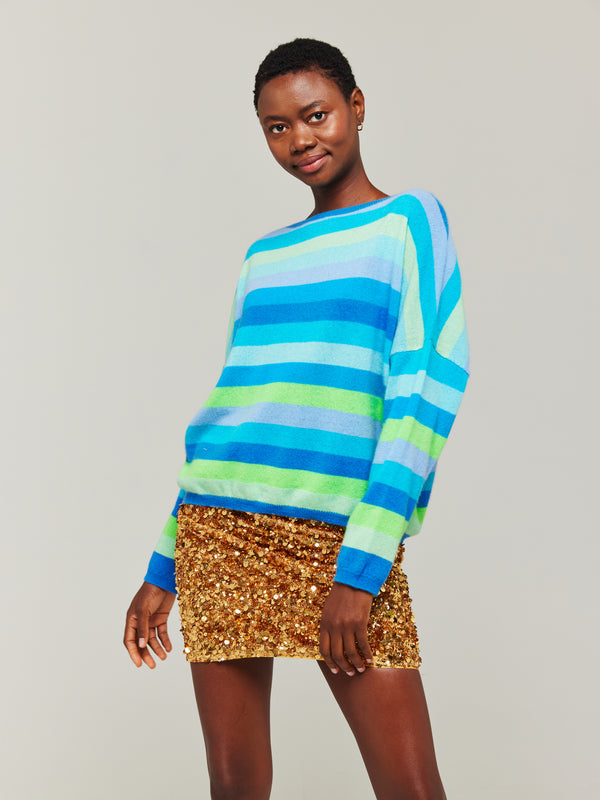 brodie Doris Stripe Cashmere Jumper SAILOR BLUE