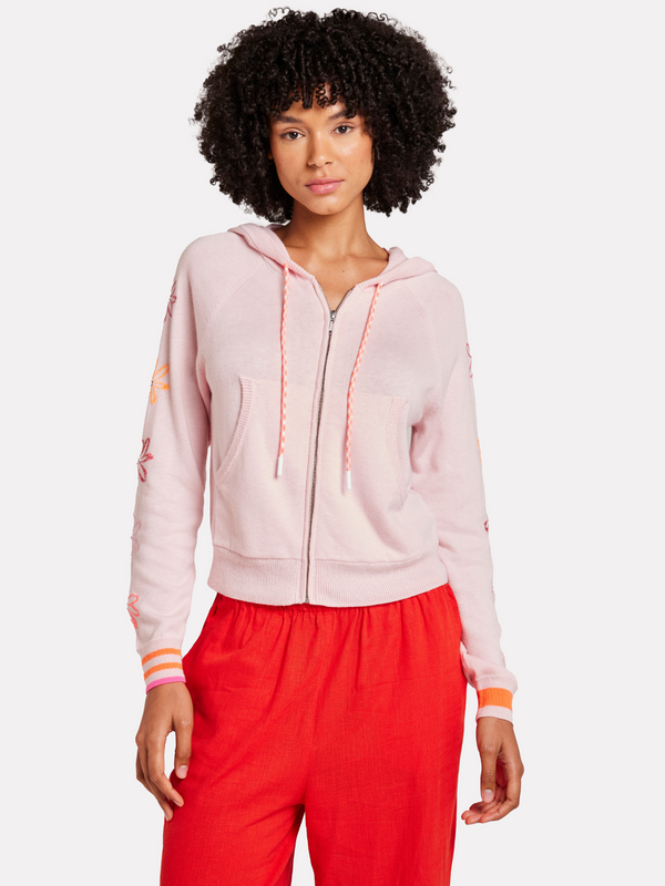 brodie Floral Embroidery Hoodie ROSE PETAL