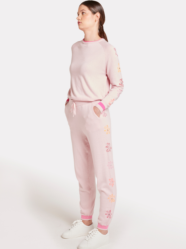 Brodie Floral Embroidery Joggers ROSE PETAL