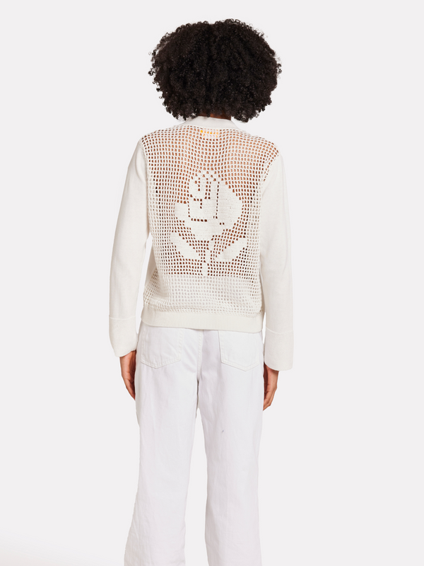 Brodie Floral Pointelle Back Cardigan ICE WATER