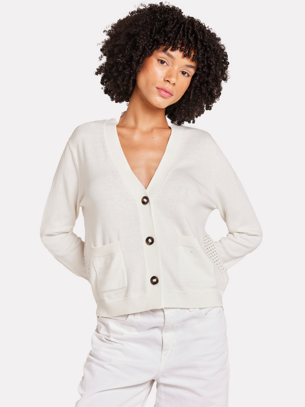 brodie Floral Pointelle Back Cardigan ICE WATER