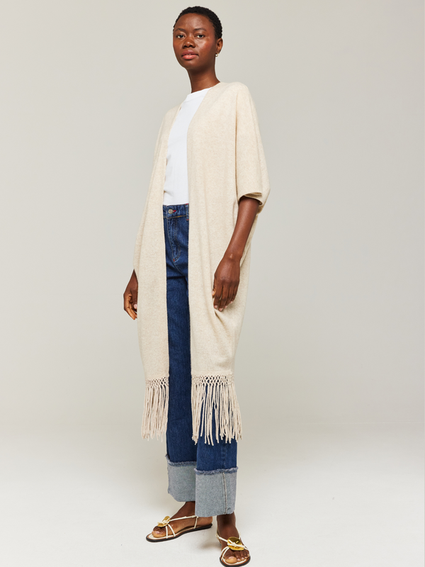 Brodie Macrame Trim Cashmere Kimono