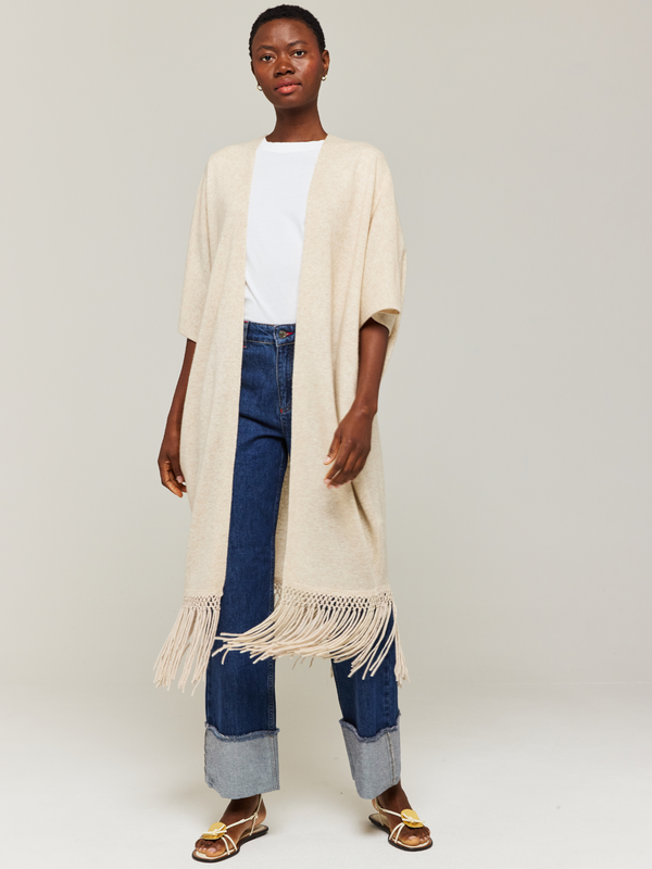 brodie Macrame Trim Cashmere Kimono