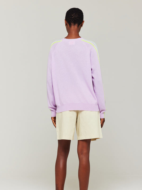 Brodie Mesh Sleeve Cashmere Crew Neck