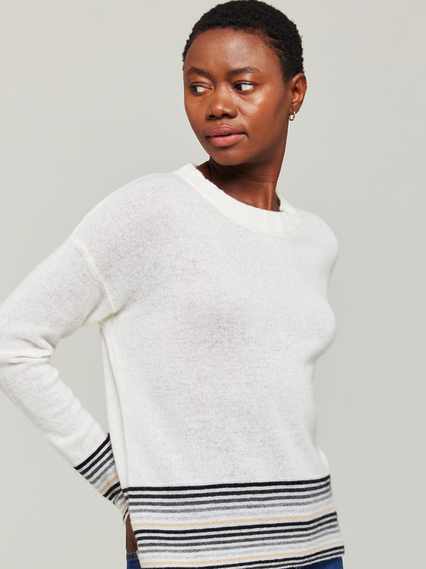 Brodie Mini Stripe Cashmere Crew Neck