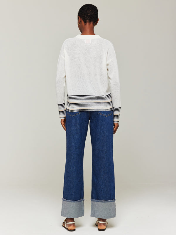 Brodie Mini Stripe Cashmere Crew Neck
