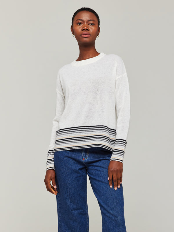 Brodie Mini Stripe Cashmere Crew Neck