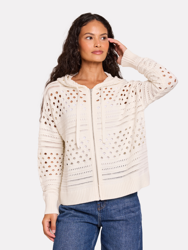 Brodie Mixed Pointelle Hoodie PASTEL GREEN