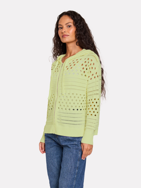 brodie Mixed Pointelle Hoodie PASTEL GREEN