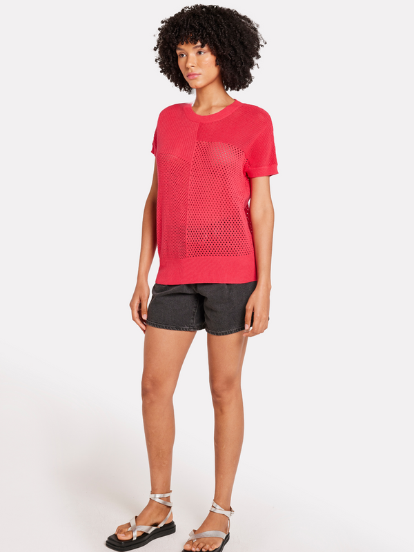 Brodie Mixed Pointelle Tank HOT ROSE