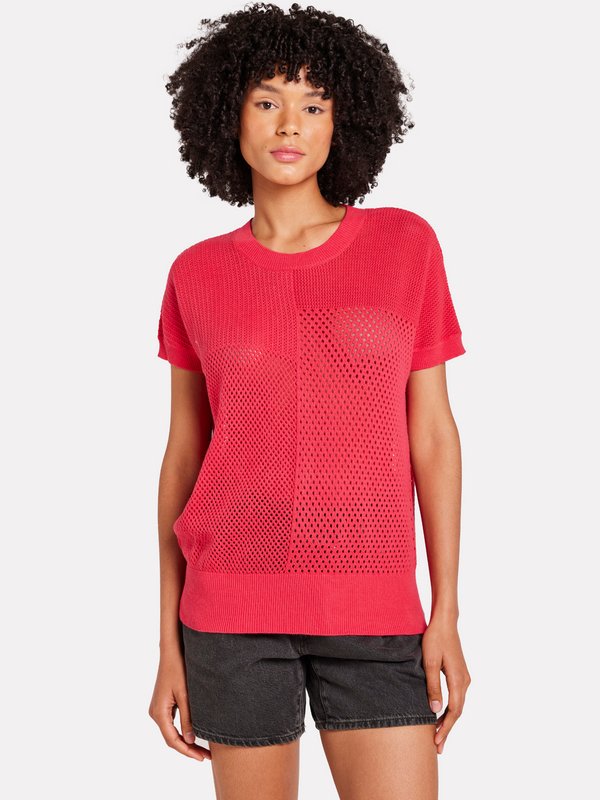 brodie Mixed Pointelle Tank HOT ROSE