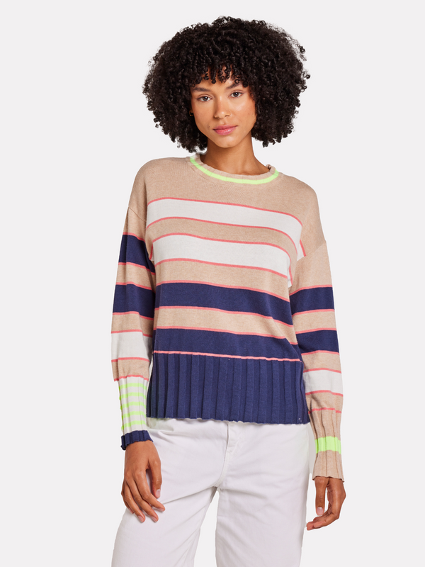 Brodie Ocean Stripe Crew Jumper AQUA MINT