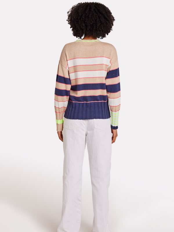 Brodie Ocean Stripe Crew Jumper AQUA MINT