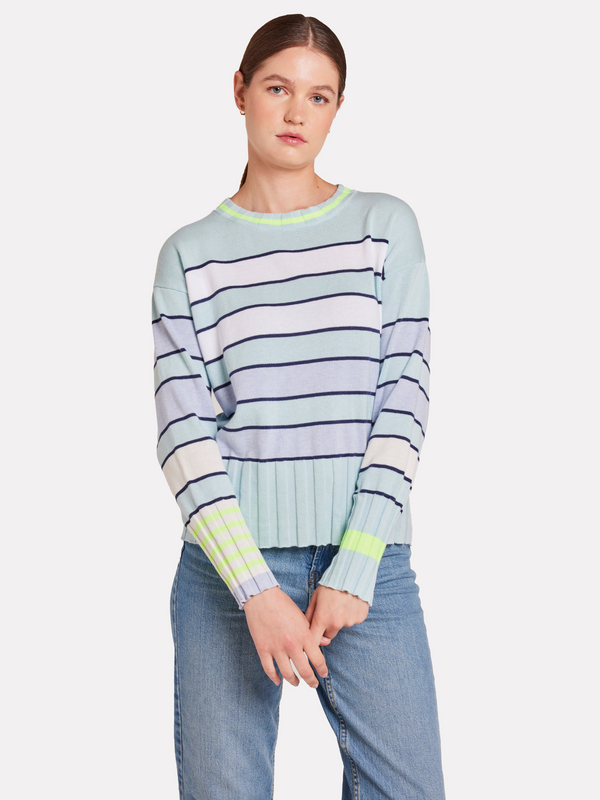 brodie Ocean Stripe Crew Jumper AQUA MINT