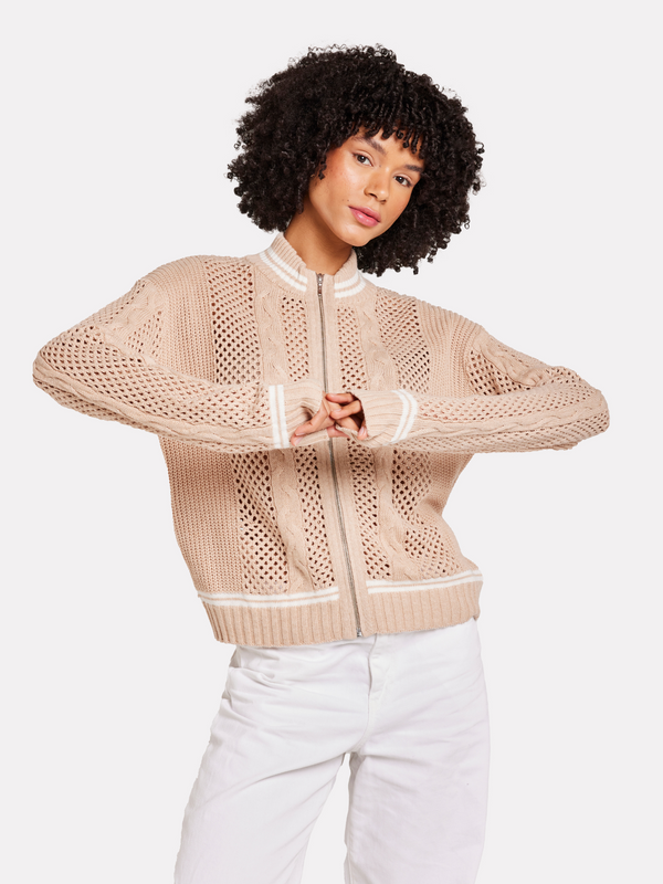 brodie Open Cable Bomber Jacket CREMA