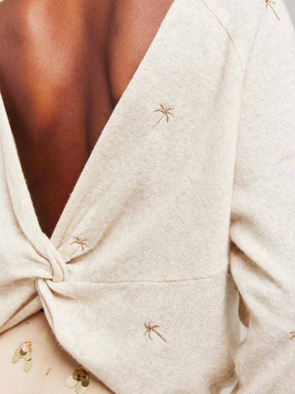 Brodie Palm Embroidered Cashmere Boat Neck