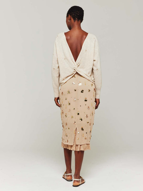 Brodie Palm Embroidered Cashmere Boat Neck