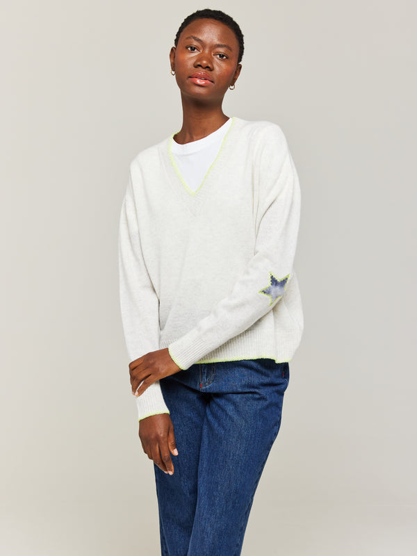 Brodie Patch Cashmere V-Neck