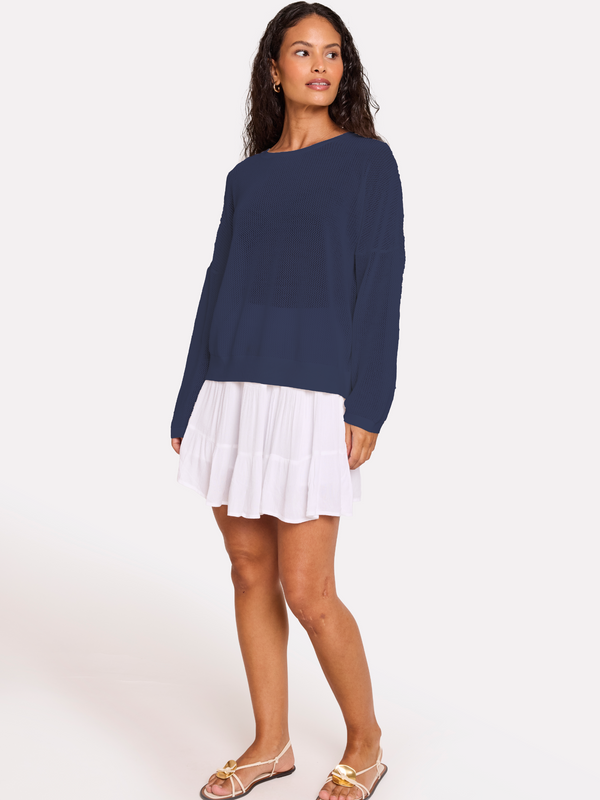 Brodie Pointelle Star Back Jumper NAVY