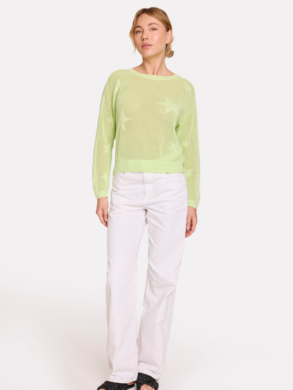 Brodie Pointelle Star Jumper PASTEL GREEN