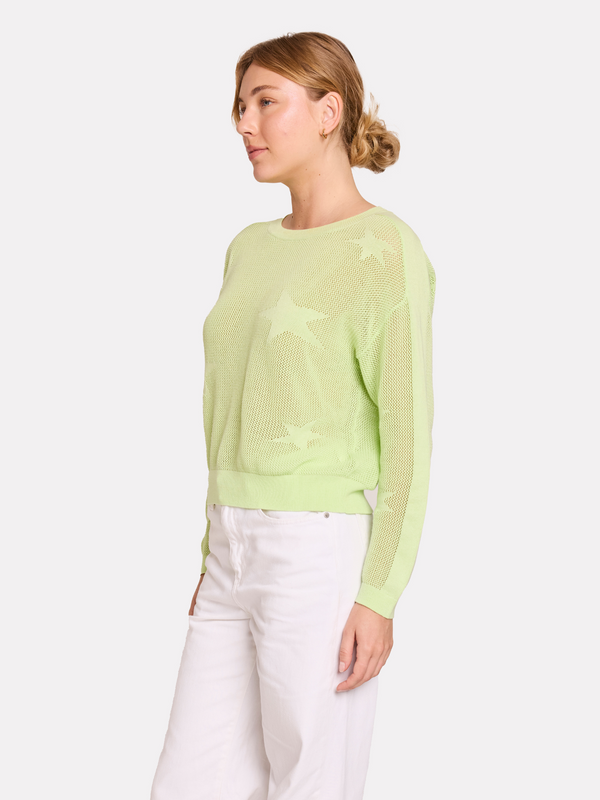 Brodie Pointelle Star Jumper PASTEL GREEN