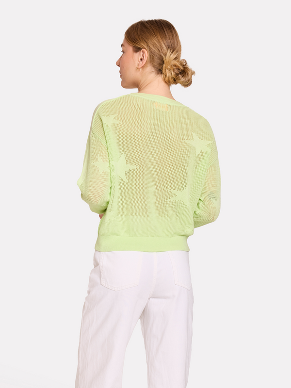 Brodie Pointelle Star Jumper PASTEL GREEN