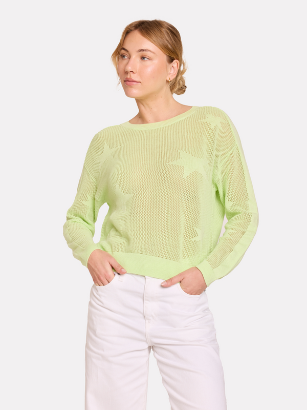 brodie Pointelle Star Jumper PASTEL GREEN