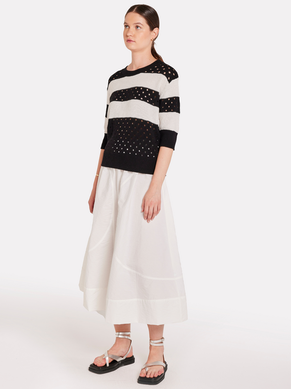 Brodie Pointelle Stripe Tee COAL