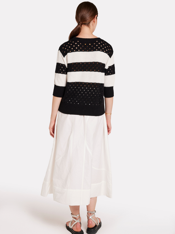 Brodie Pointelle Stripe Tee COAL