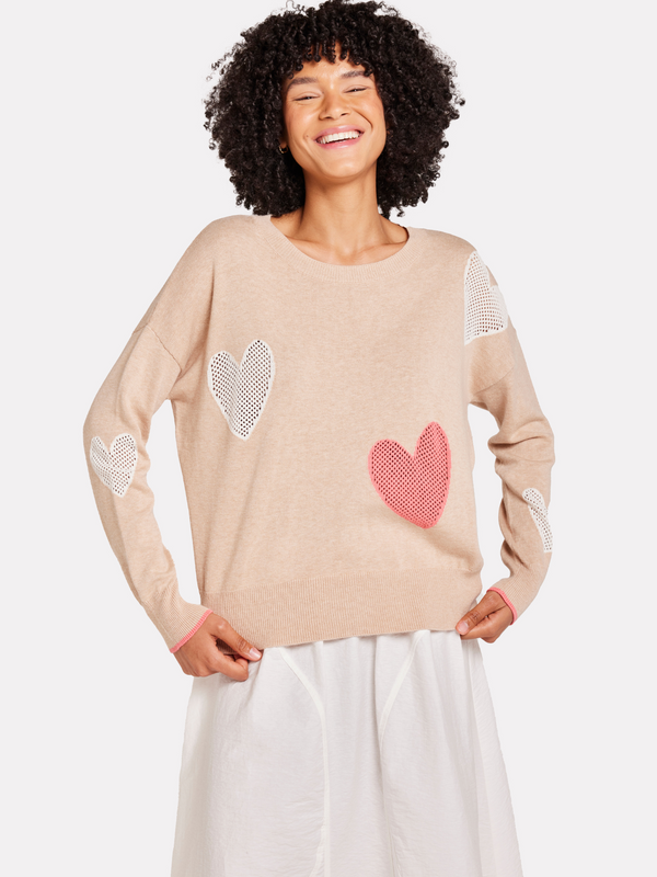 brodie Quirky Heart Jumper CREMA
