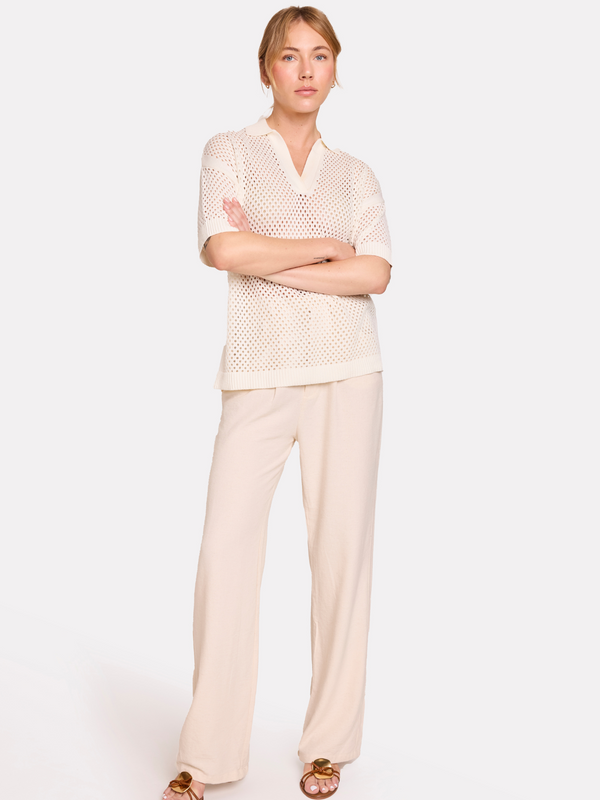 Brodie Relaxed Pointelle Polo WHITE