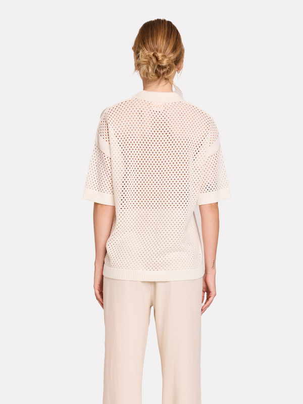 Brodie Relaxed Pointelle Polo WHITE