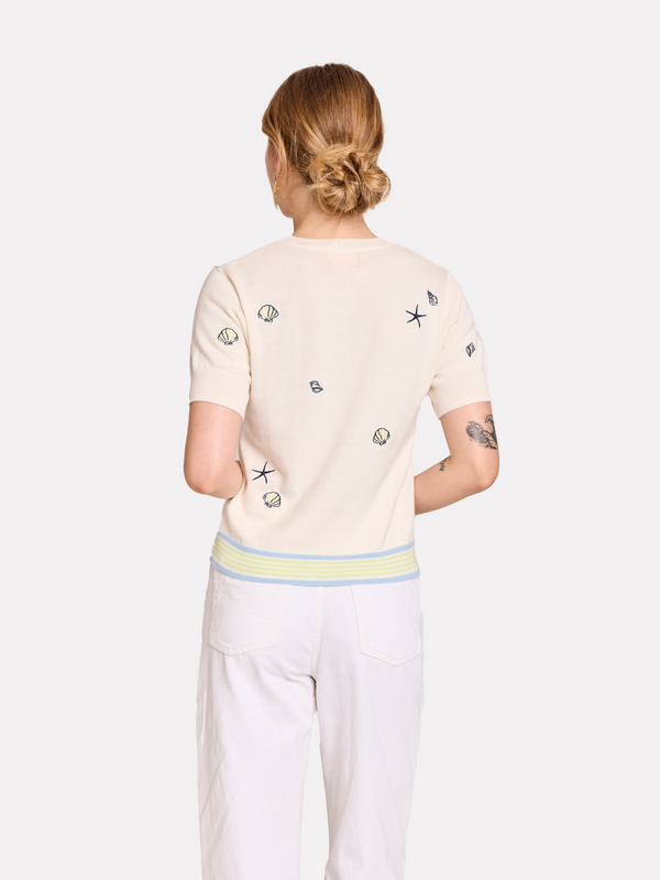 Brodie Shell Embroidery Tee WHITE