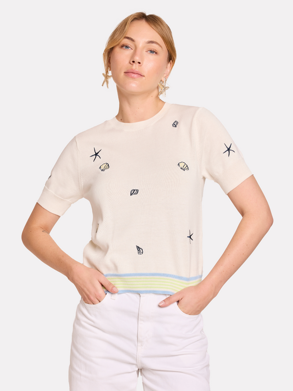 brodie Shell Embroidery Tee WHITE