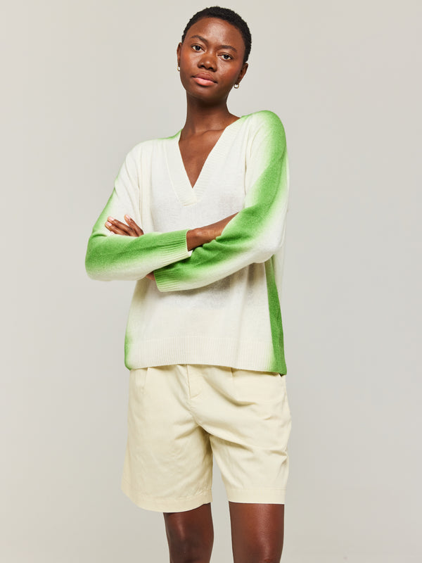 Brodie Spray Stripe Cashmere V-Neck