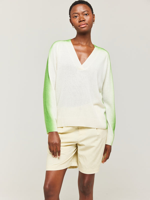 Brodie Spray Stripe Cashmere V-Neck