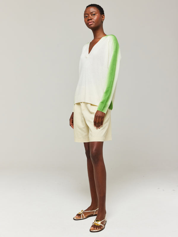 brodie Spray Stripe Cashmere V-Neck