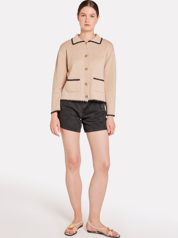 Brodie Stitch Pop Jean Jacket CREMA